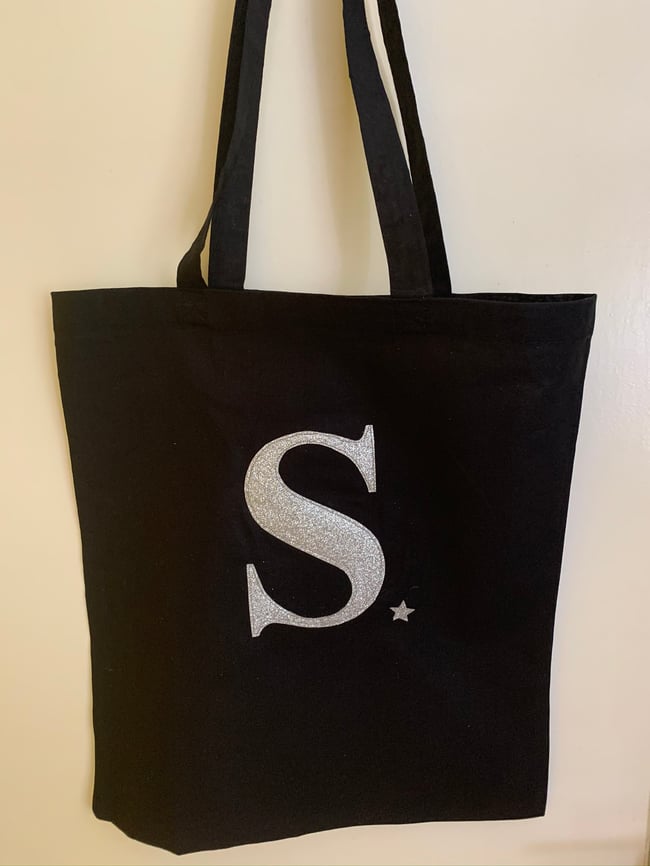 Glitter Initial Tote
