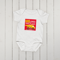 Image 9 of Baby jersey bodysuit (God loves you loads)
