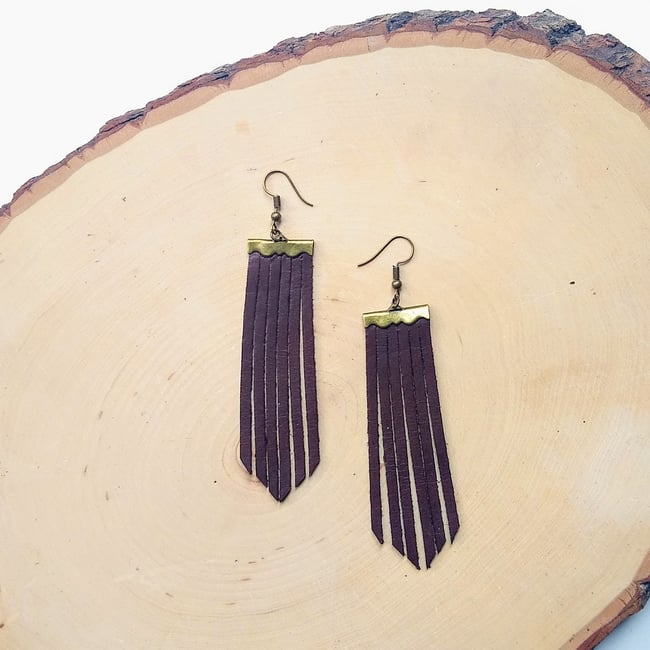 Coffee Leather Fringe Earrings ☕