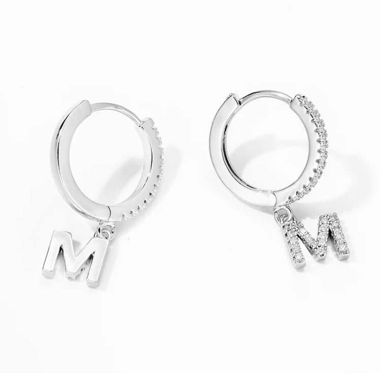 Image of Initial Pendant Huggy Hoops