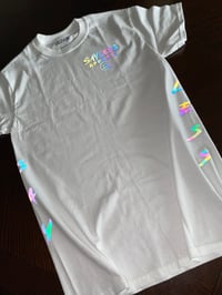Image 1 of “Say Less” Rainbow Reflective T-Shirt