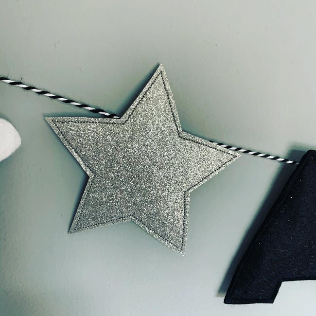 Personalised Felt Name Garland - Black Filled In Letters
