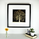 Woodcut Oak Tree - Framed
