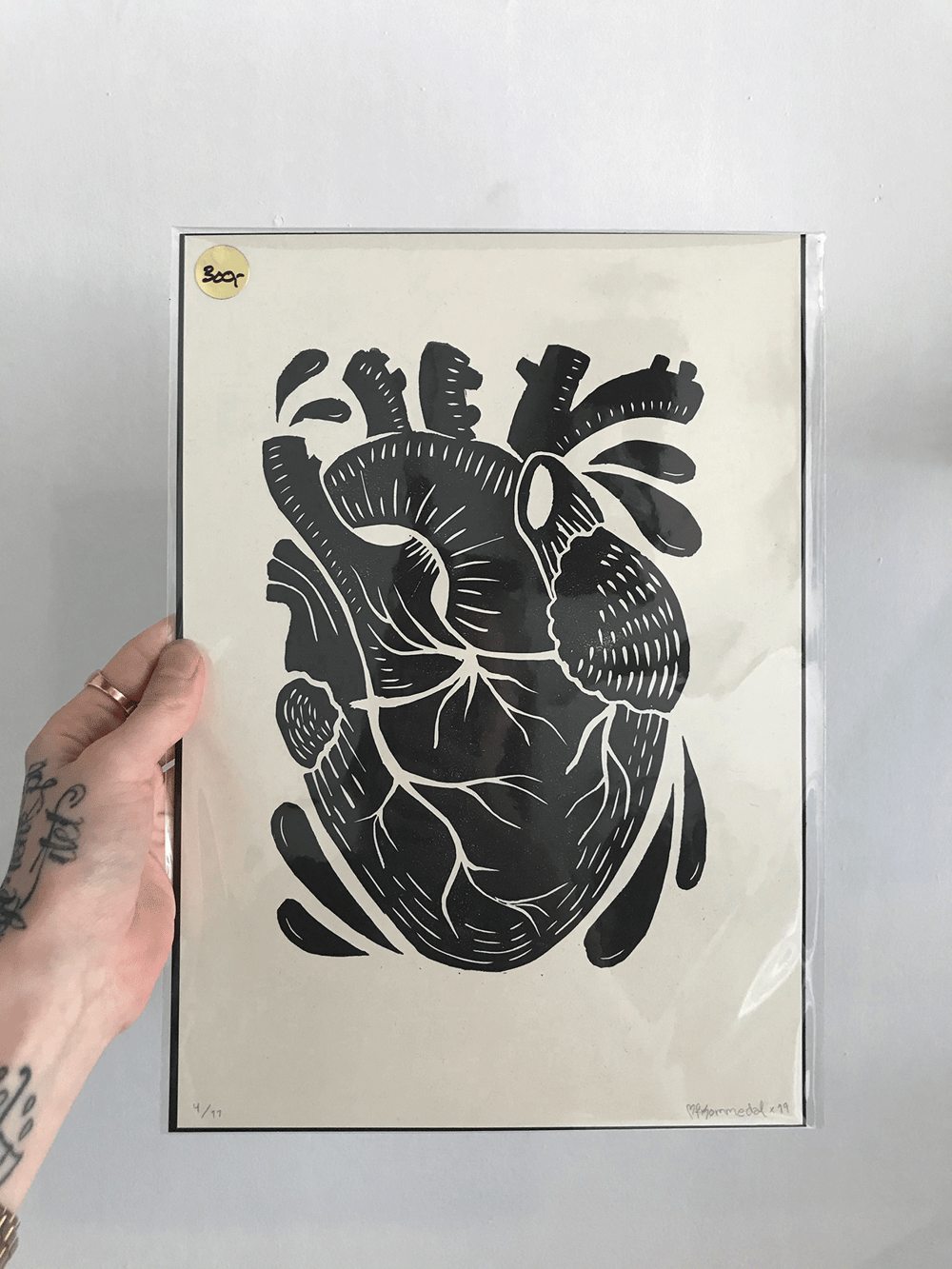 Image of Anatomic Heart x Original Lino Print