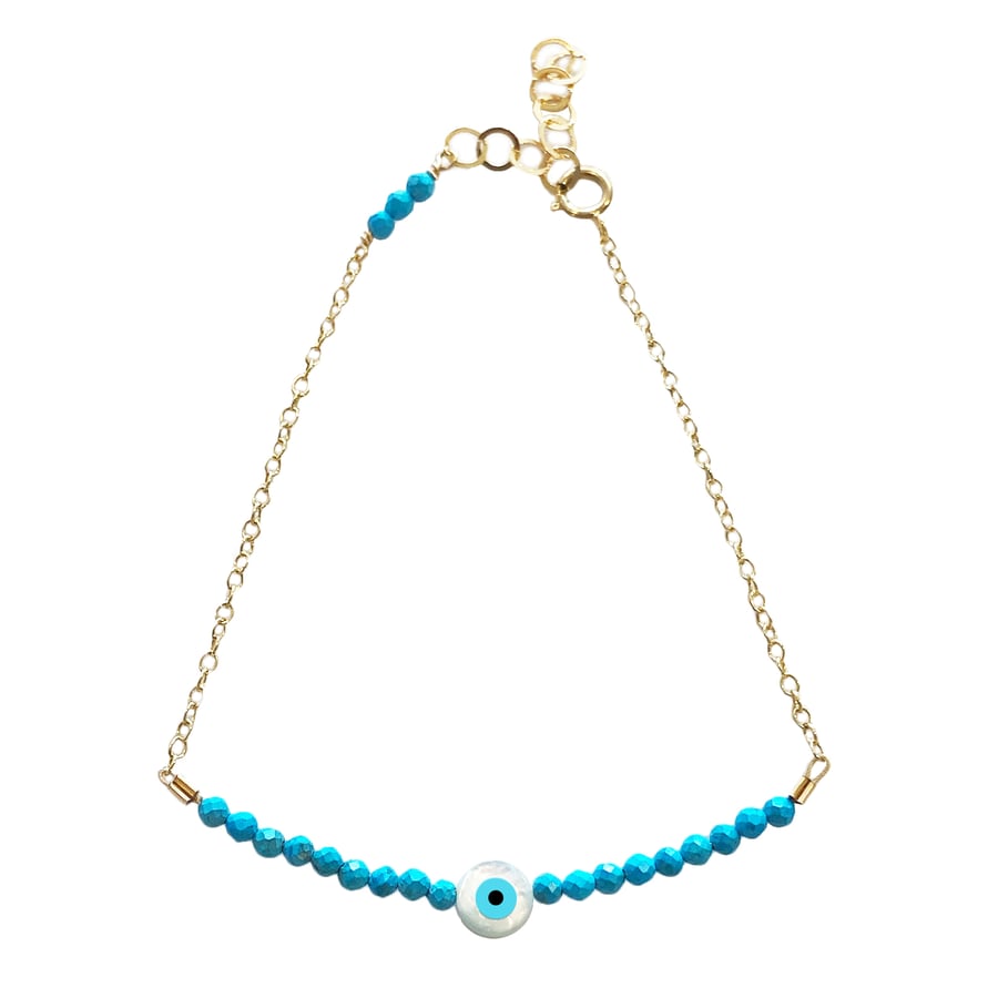 Image of Turquoise Eye Bracelet Half Beaded with Chain