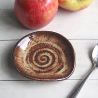 Image 3 of Rustic Coffee Spoon Holder, Handcrafted Brown Speckled Stoneware Spoon Rest, Made In USA