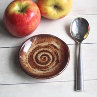 Image 1 of Rustic Coffee Spoon Holder, Handcrafted Brown Speckled Stoneware Spoon Rest, Made In USA