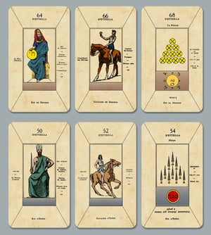 Image of  Papus Tarot Cards c. 1909, Jean Gabriel Goulinat - Antique Egyptian -- Color & B/W 