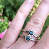 teal Montana sapphire engagement ring . twig band