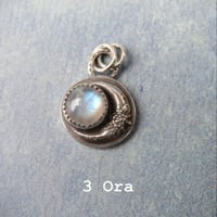 Image 1 of Maiden Moon Pendants - Handmade Sterling Silver Moon Pendants Set With Rainbow Moonstone