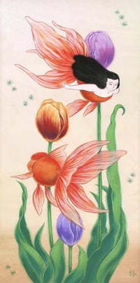 Goldfish and Tulips 11 x 14" Print