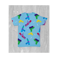 Water Gun Pattern Blue Shirt 