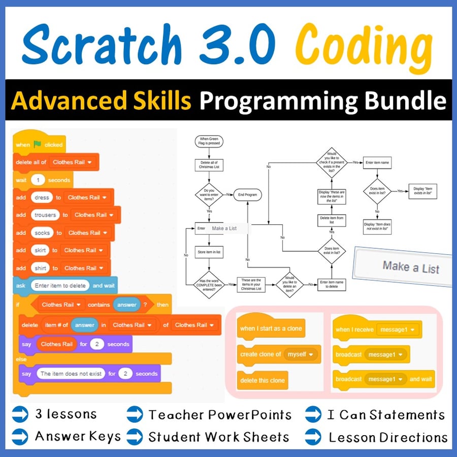 Image of Scratch 3.0 Coding Bundle Skill Level Advanced Distance Learning 