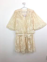 Image 1 of Vintage Zandra Rhodes Silk Chiffon Pearl Beaded Drop Wasist Dress