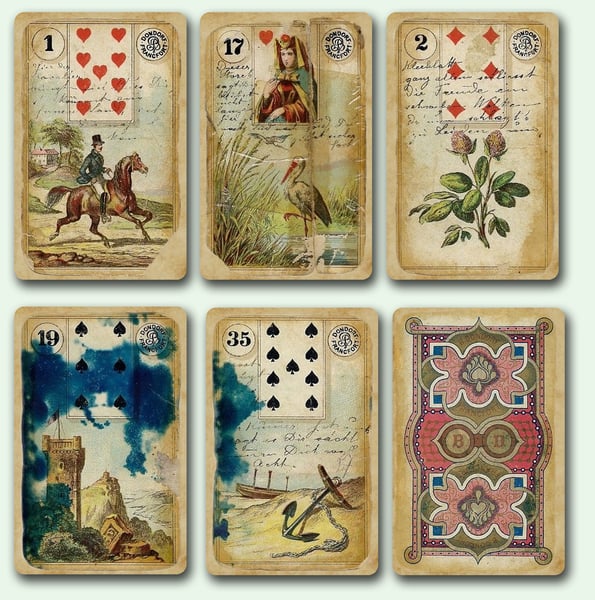 Image of Destroyed Dondorf Lenormand Fortune Telling Cards c. 1880