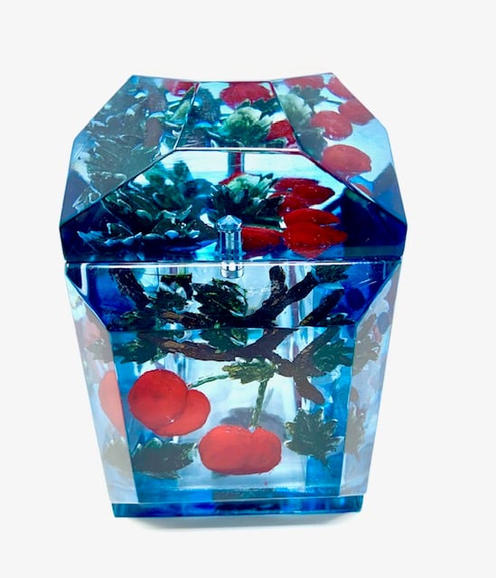 Image of Mini Victorian Painted Cherries Box - custom order only