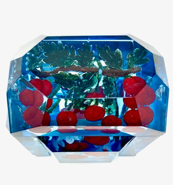 Image of Mini Victorian Painted Cherries Box - custom order only