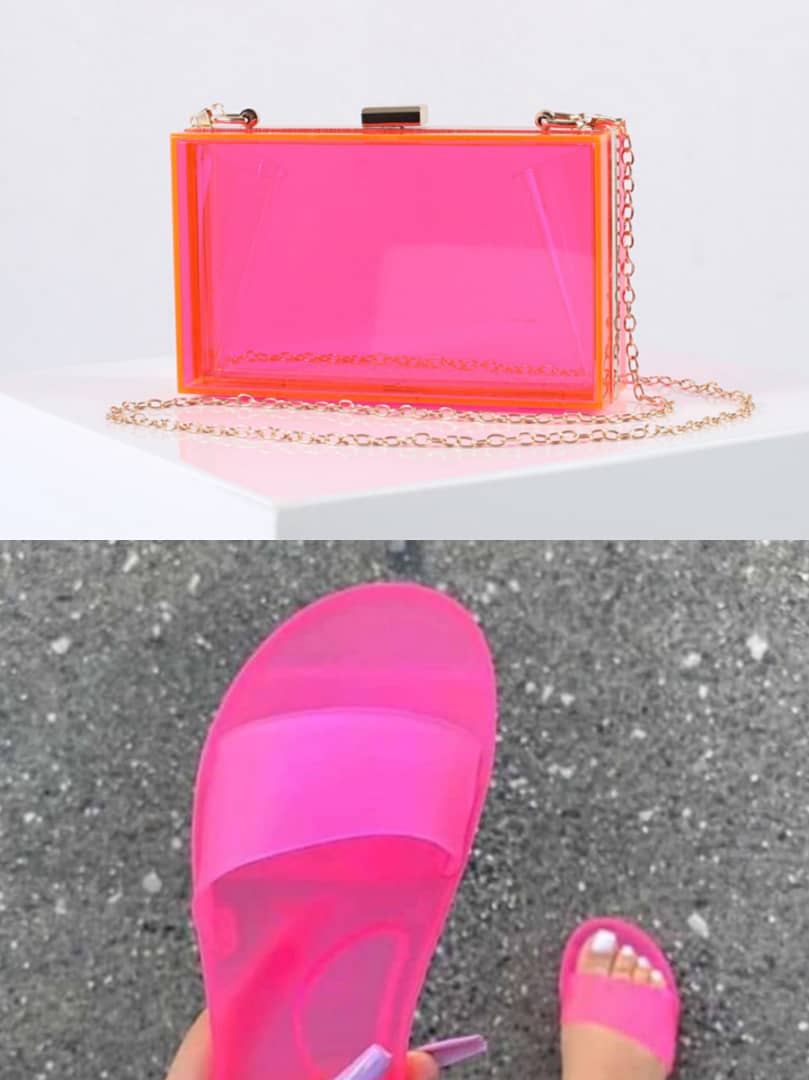 neon pink purse