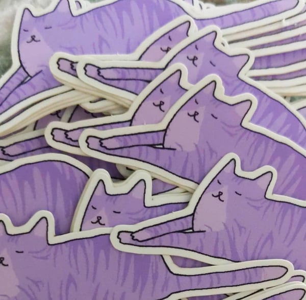 Image of Peaceful Purple Cat Sticker