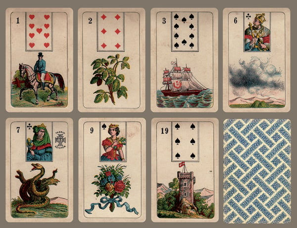 Image of Stralsunder Lenormand c. 1890, restored and un-restored