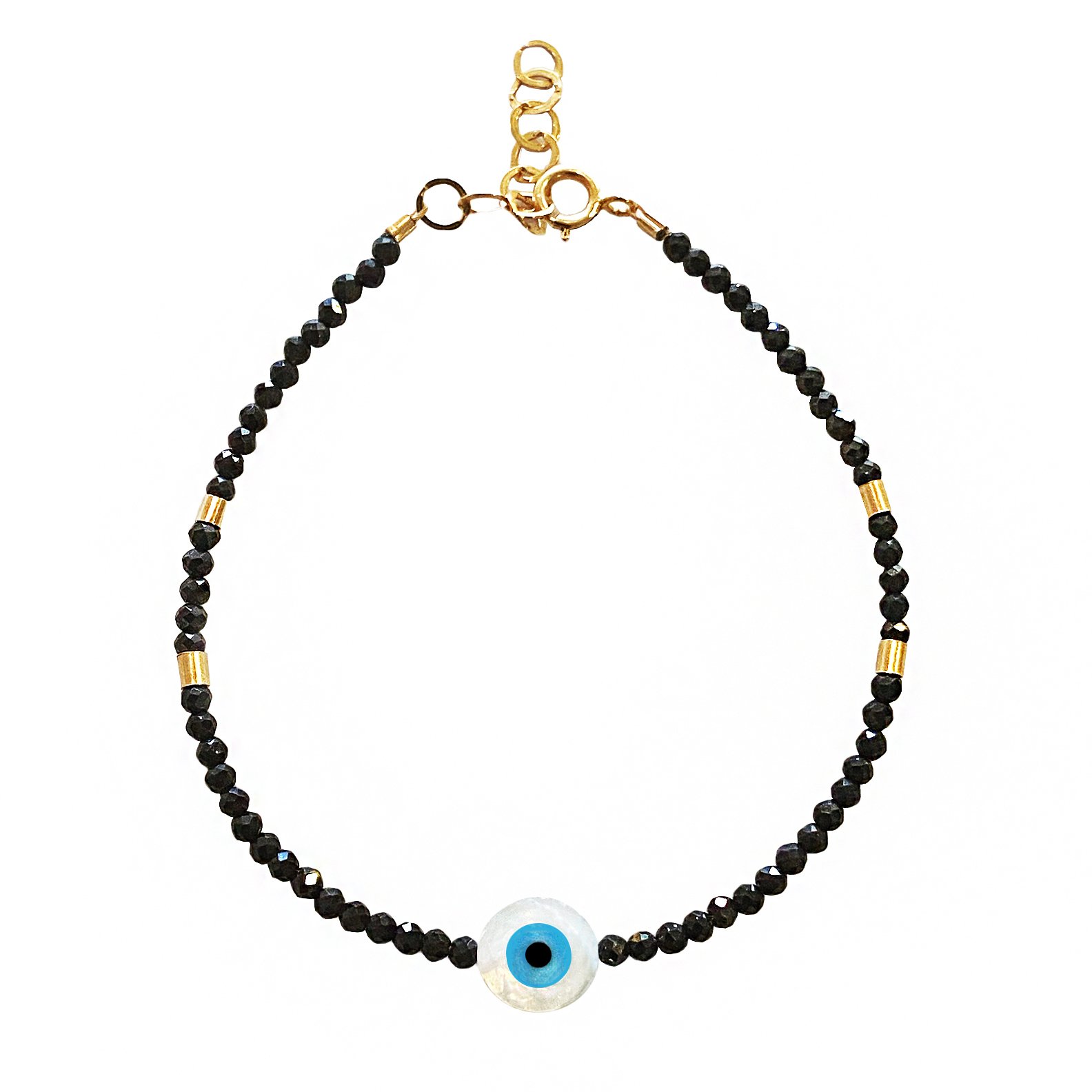 Black Spinel and Handmade Gold Bead Necklace