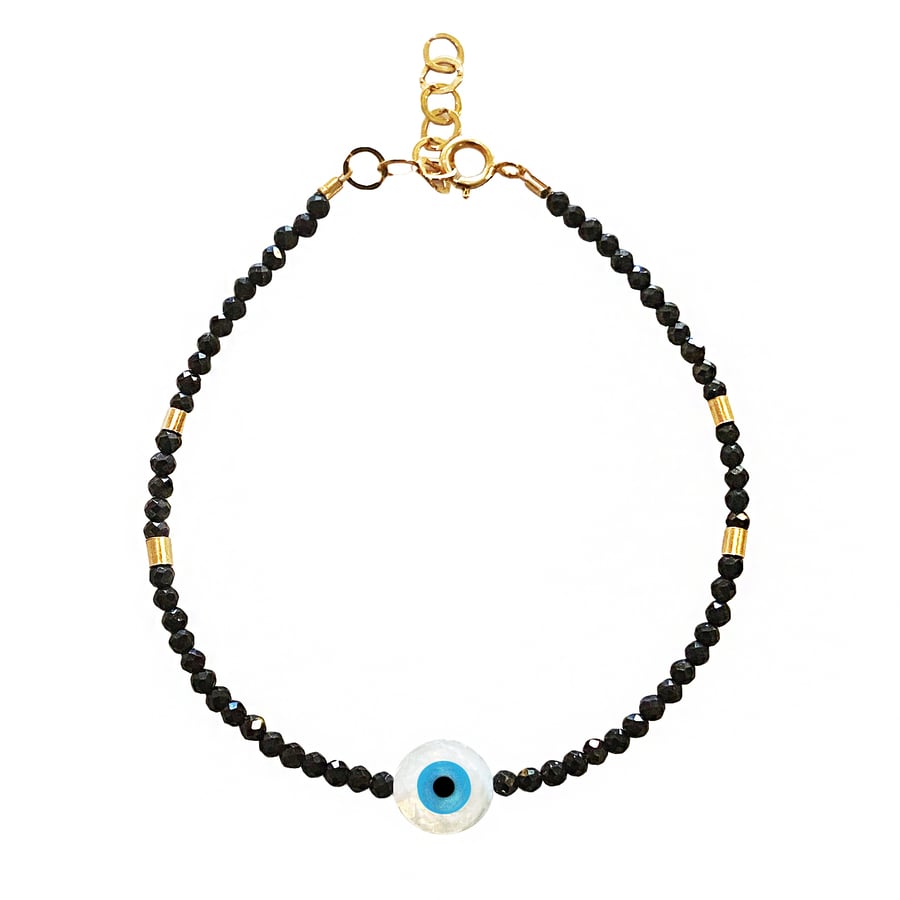 Image of Black Spinel Gold Filled Eye Bracelet