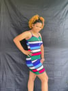 Zip Up Multicolor Stripe Mini Dress  