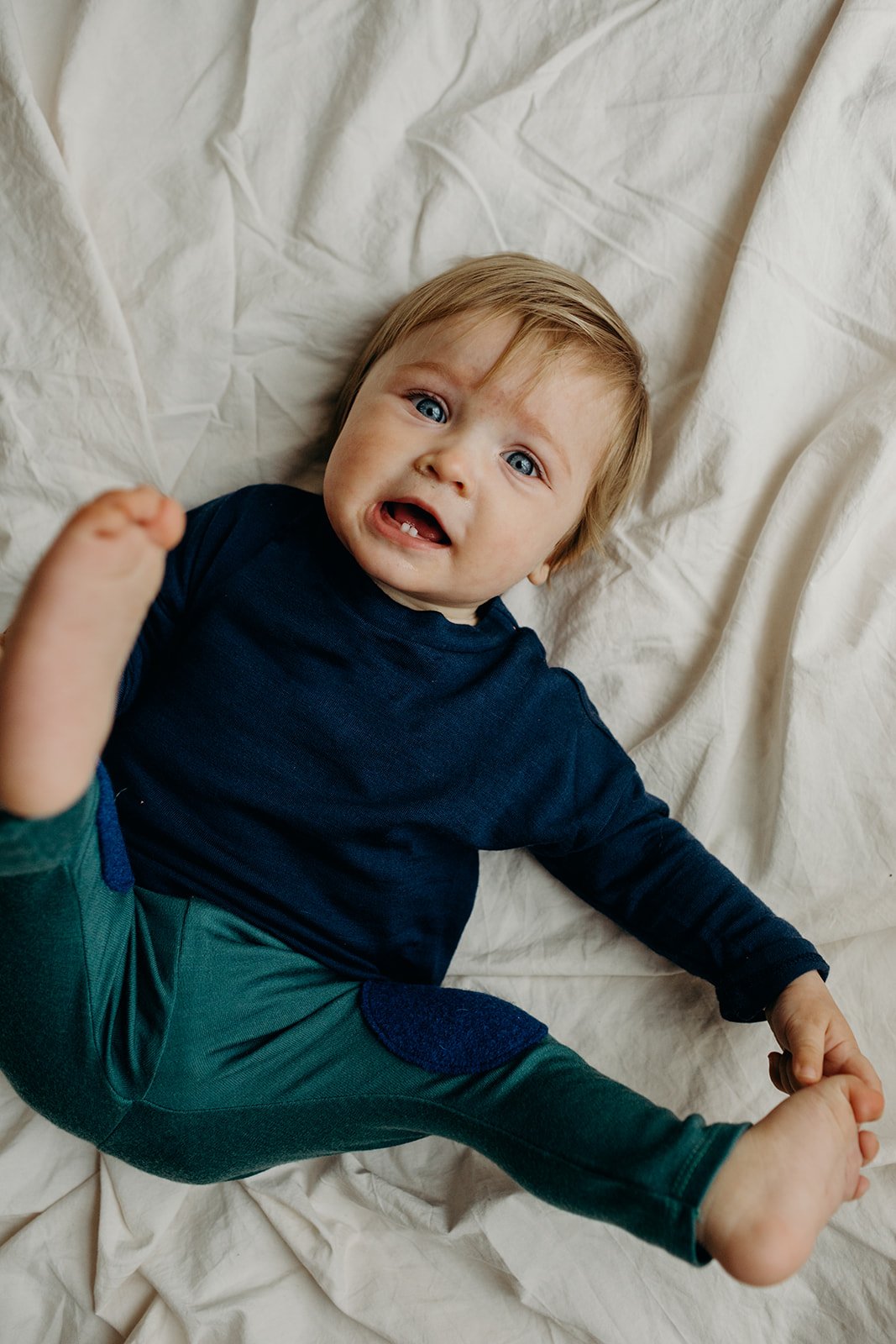 Image of Merino navy drop shoulder top