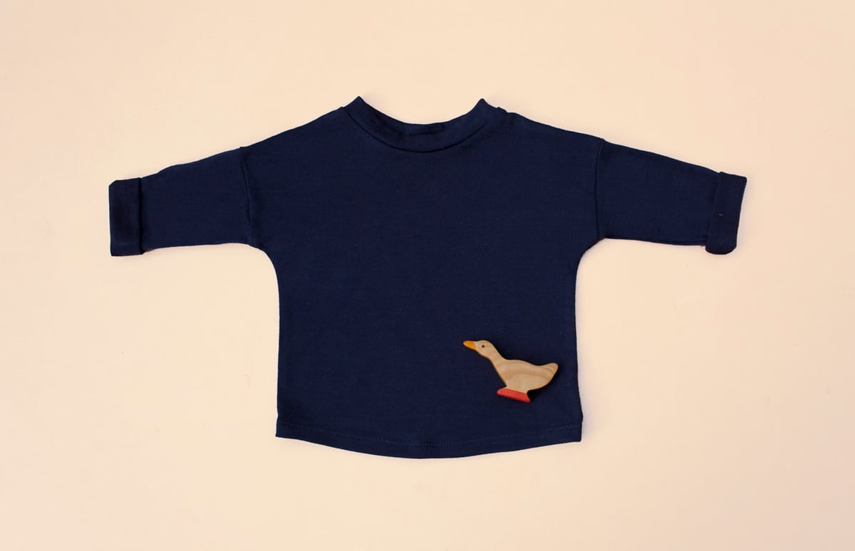 Image of Merino navy drop shoulder top