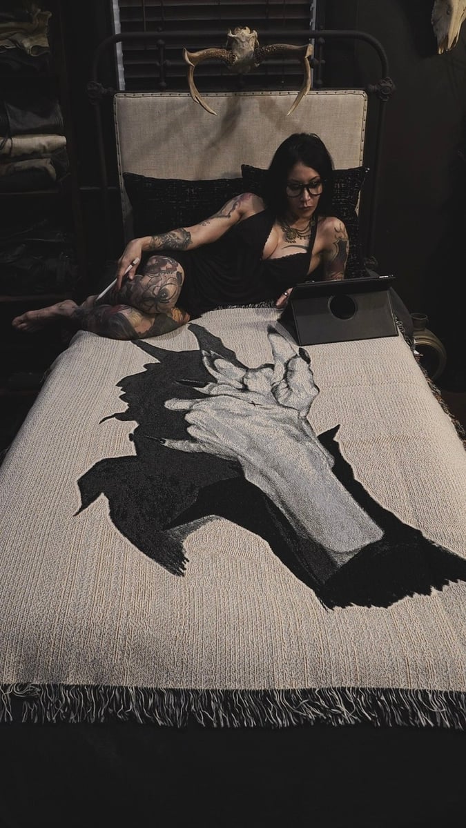 Idle Hands woven blanket (*on demand print) Lizz+Lopez