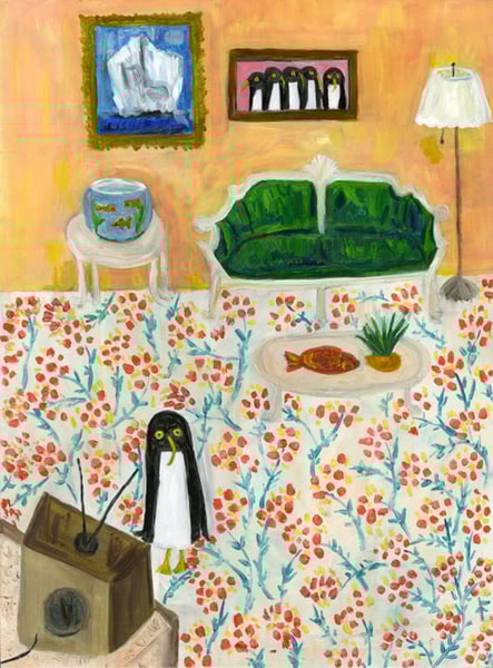 Image of Misha, living alone for the first time, becomes hopelessly addicted to television.