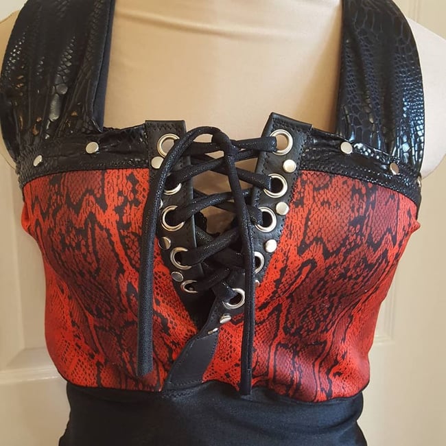 red snake print top