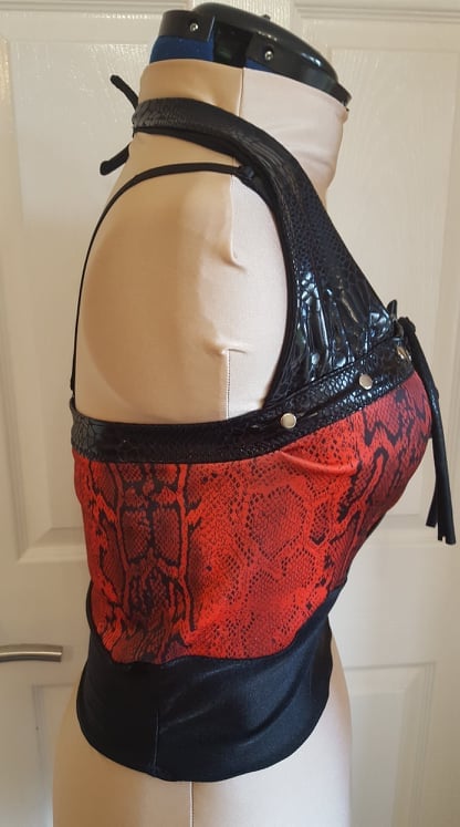red snake print top