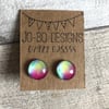 Hazy Rainbow glass cabochon earrings