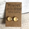 Yellow check glass cabochon earrings