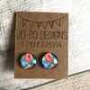 Blue floral glass cabochon earrings