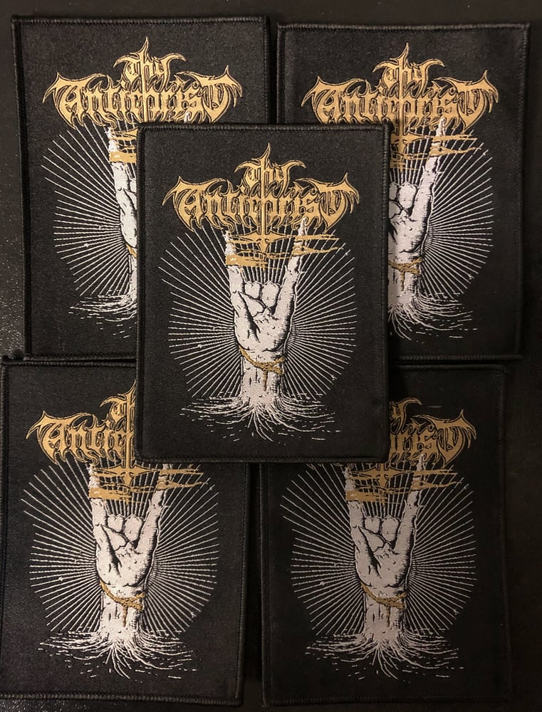 Image of Thy Antichrist - Cuernos Arriba/Horns Up Woven Patch Black Border
