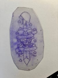 Image 2 of Army Dagger By Malone Vtg Acetate Tattoo Stencil- flash