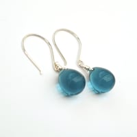 Image 4 of Dark blue glass drop earrings