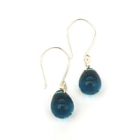 Image 5 of Dark blue glass drop earrings