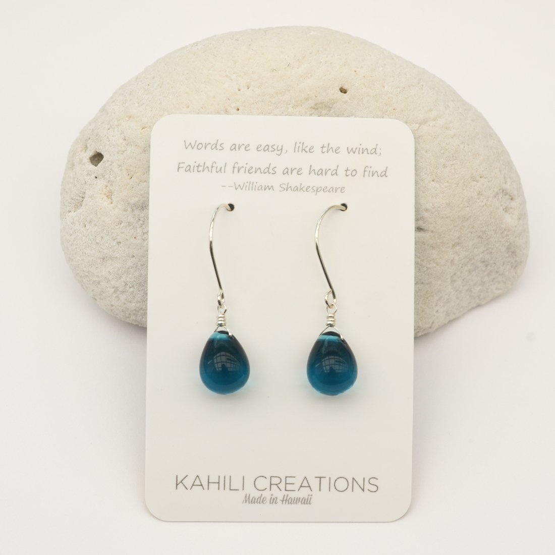 Image of Dark blue glass drop earrings