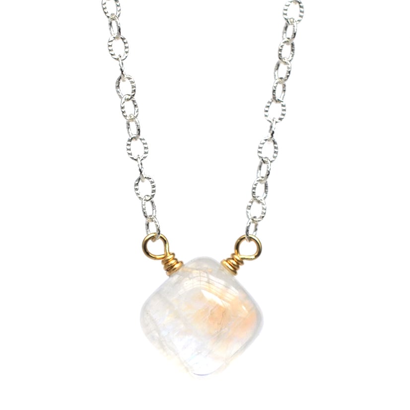 Image of Rainbow Moonstone Mixed Metal Necklace