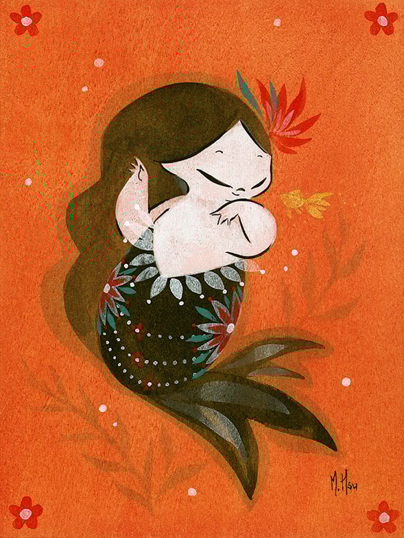 Goldfish Mermaid- Tiny Bubbles 5-Pack 5 x 7" Prints