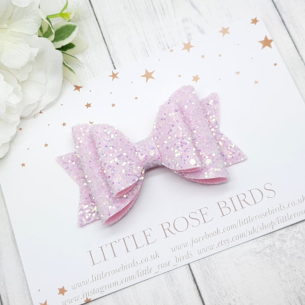 Image of Pink Glitter Bow -Choice of Size 