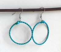 The Swirl Drop Earrings in Green and Blue
