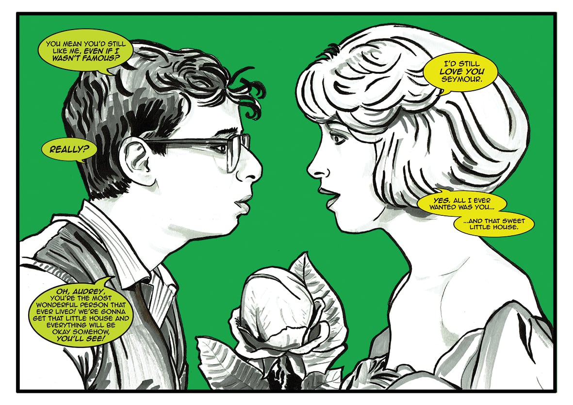 The Little Shop Of Horrors 'Seymour and Audrey' Comic illustration A4 Signed Print