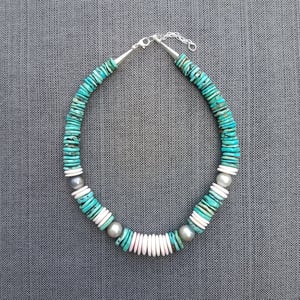 Turquoise, Conch Shell, & Tahitian Pearl Necklace 