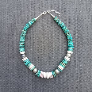 Turquoise, Conch Shell, & Tahitian Pearl Necklace