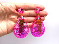 Image 3 of Unicorn Magic Drop Statement earrings Neon Pink