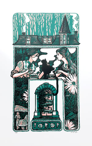 'We Have Always Lived in the Castle' linocut print